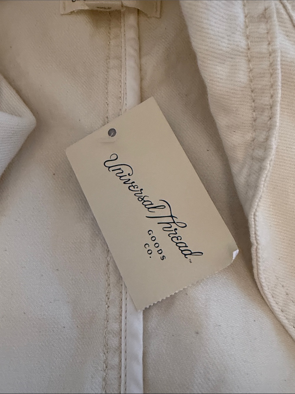 Universal Thread Cream Cropped Double-Breasted denim coat, NWT - Picture 8 of 8